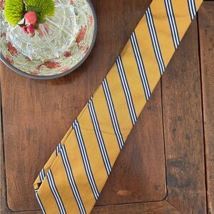 Brooks Brothers Silk Tie - Yellow Gold and Blue Striped